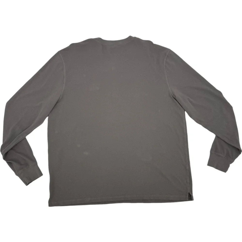 TRUE RELIGION *FLAW* NEW 3XL Henley Shirt Charcoal Gray Long Sleeve Logo Y2K